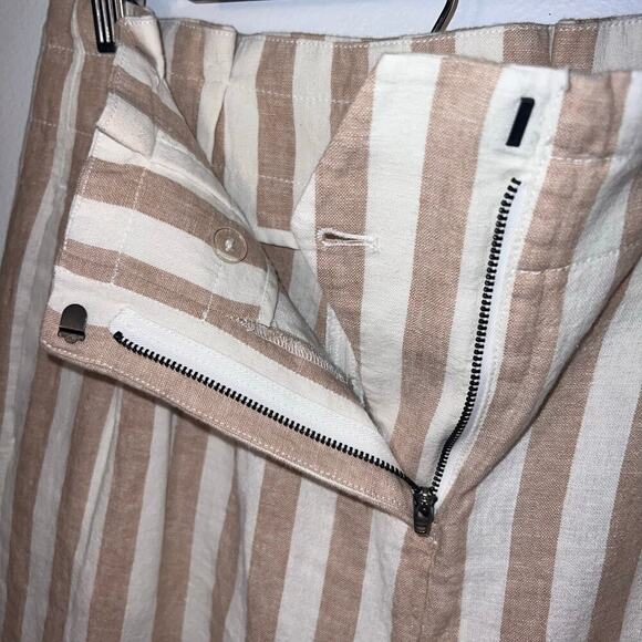 J.Crew factory women sz 6 striped flared paper bag linen blend crop boho pant - Picture 6 of 10